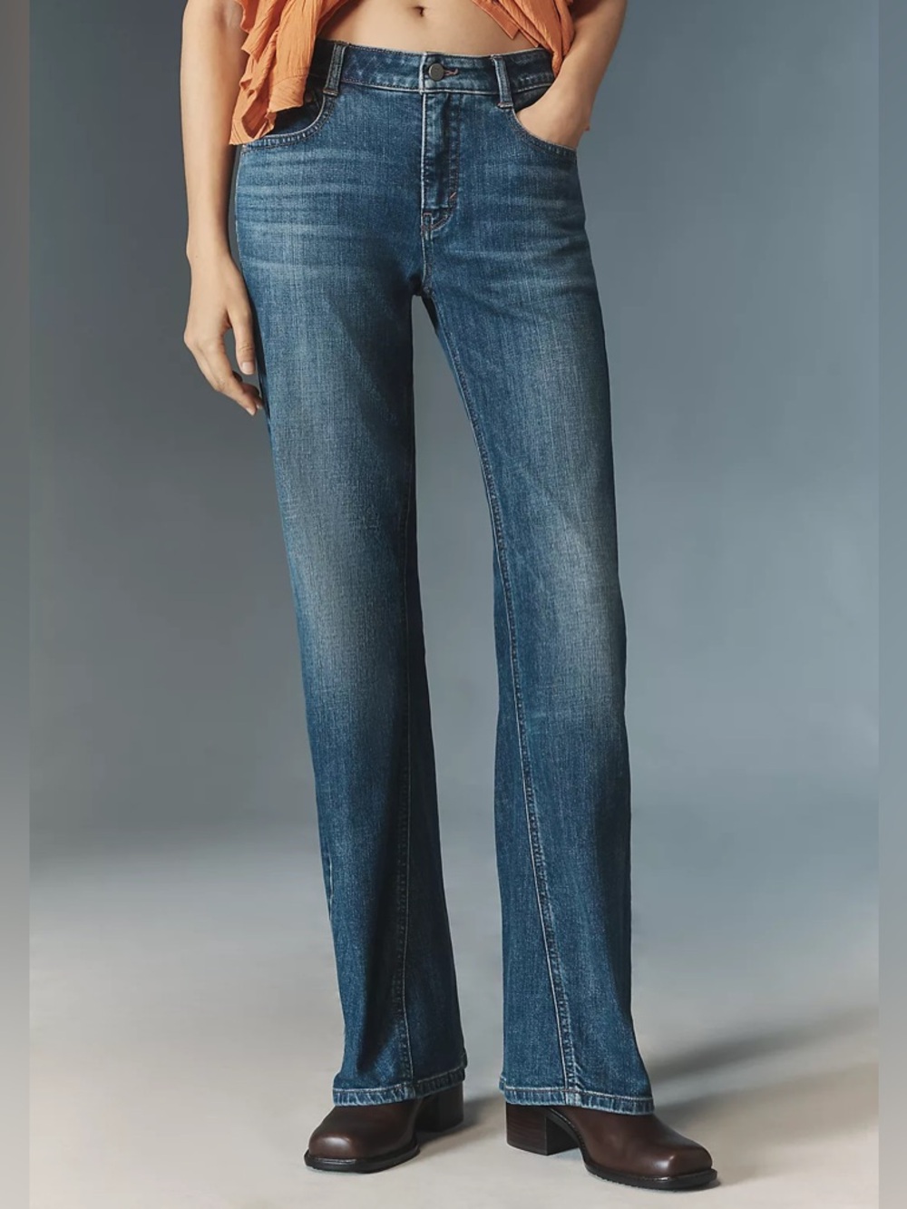Anthropologie Pilcro Low Rise Flare wide leg Women's Jeans size 30 medium blue